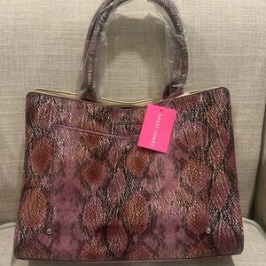 Jones Charell Accordion Pleat Satchel purple snake print